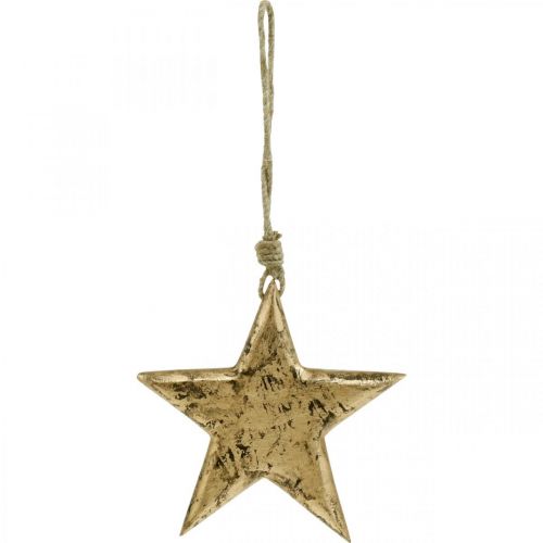 Floristik24 Žvaigždutė pakabinama, medžio apdaila su aukso efektu, Adventas 14cm × 14cm