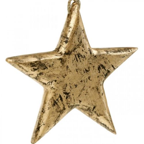 Floristik24 Žvaigždutė pakabinama, medžio apdaila su aukso efektu, Adventas 14cm × 14cm