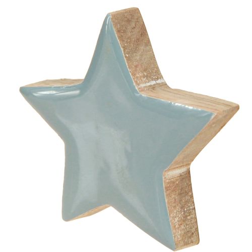 daiktų Medinės žvaigždutės stalo dekoracijai, baltos, mėlynos, turkio spalvos, 5 cm, 12 vnt.
