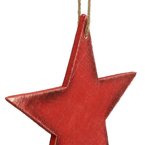 daiktų Medinės žvaigždės pakabinimui 9/13cm raudona 12 vnt