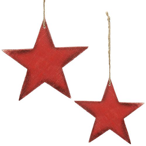 daiktų Medinės žvaigždės pakabinimui 16,5cm/20cm raudonos 6 vnt