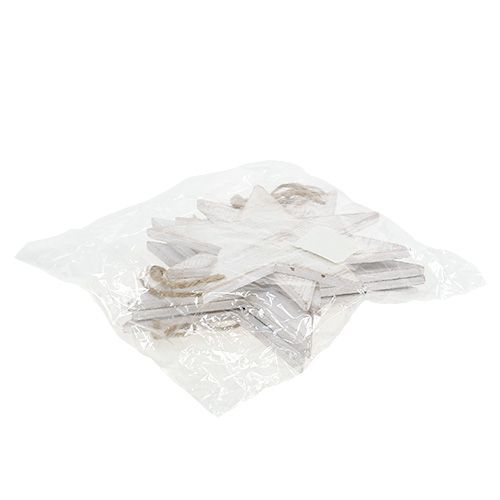 Floristik24 Medinės pakabinamos žvaigždės 16,5cm / 20cm baltos 6vnt