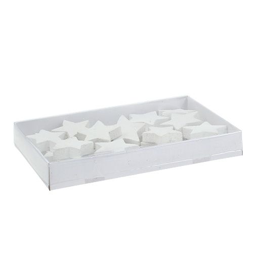 Floristik24 Medinės žvaigždės 5cm baltos 16 vnt