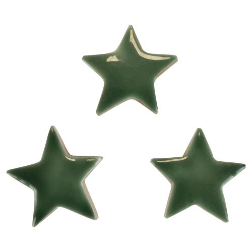 daiktų Medinės žvaigždės kalėdinė puošmena taškinė dekoracija žalias blizgesys Ø5cm 8vnt