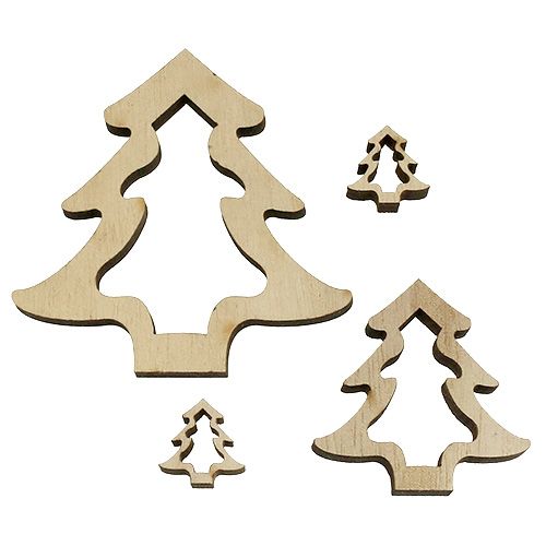 Floristik24 Medinė puošmena Kalėdų eglutė natūrali 2cm - 8cm 32 vnt
