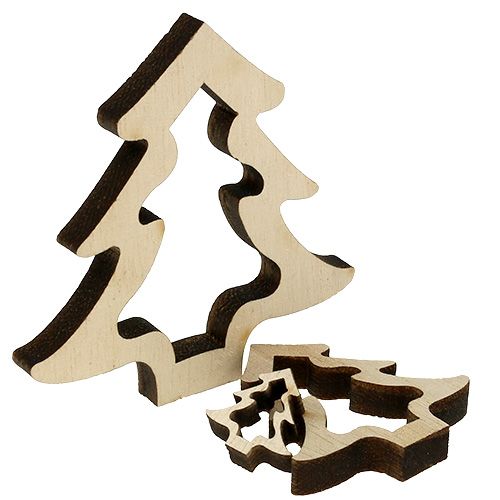 Floristik24 Medinė puošmena Kalėdų eglutė natūrali 2cm - 8cm 32 vnt