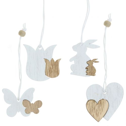 Floristik24 Dekoratyvinė kabykla spyruoklinė balta / gamta 12vnt