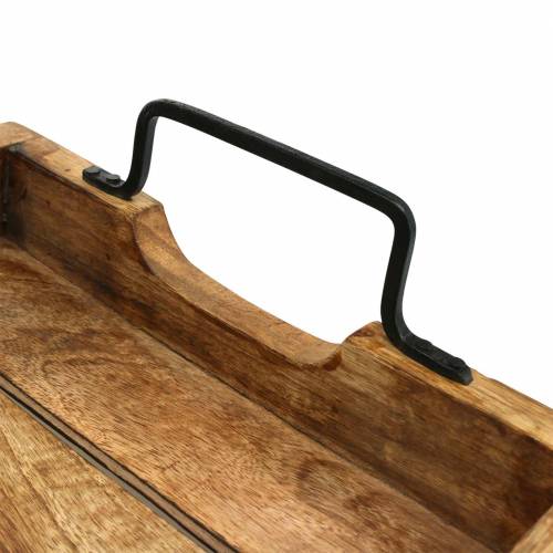 Floristik24 Medinis padėklas su rankenomis mango antikvarinės išvaizdos 38,5 × 25 cm