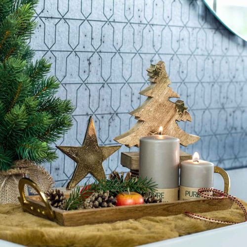 Floristik24 Medinis padėklas su rankenomis, dekoratyvinis dubuo, mango mediena L39,5cm