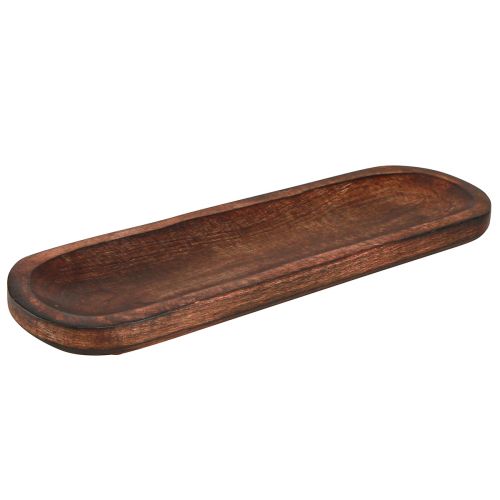 daiktų Ovalus medinis padėklas tamsiai rudai glazūruotas dekoratyvinis padėklas 40×12cm