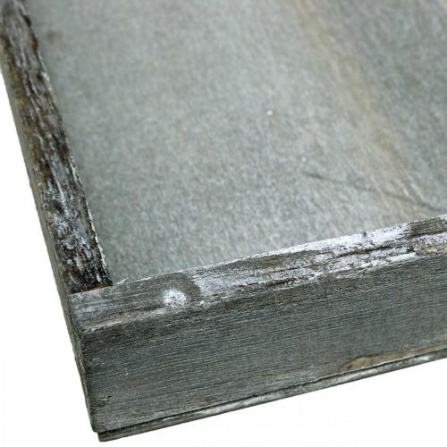 daiktų Padėklas medinis kvadratinis pilkas, balta stalo apdaila Shabby Chic 24,5×24,5cm