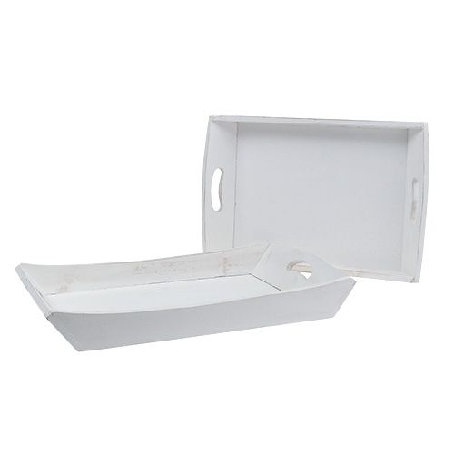Medinis padėklas 2 rinkiniai 42x28 / 35,5x24cm balta