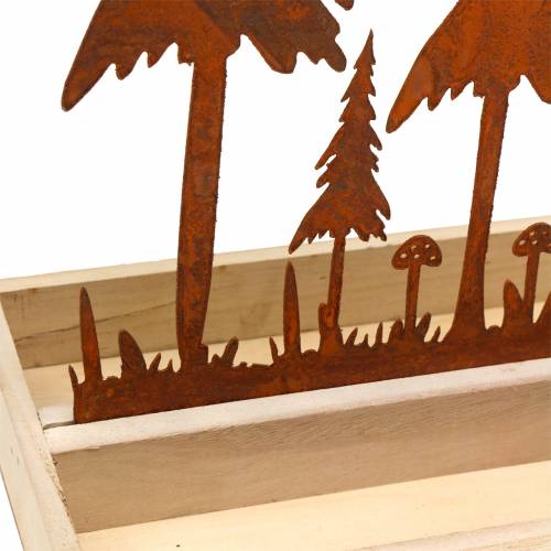 Floristik24 Medinis padėklas, miško siluetas, nerūdijančio plieno rūdys, 30cm x 15cm