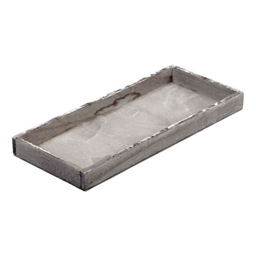Floristik24 Medinis padėklas vintažinis kvadratinis dekoratyvinis medinis pilkas 35×15×3cm