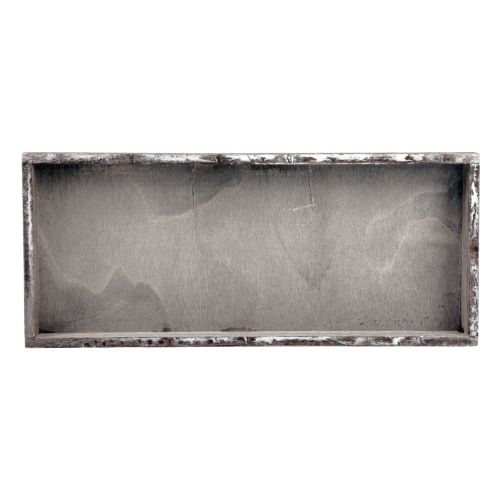 Floristik24 Medinis padėklas vintažinis kvadratinis dekoratyvinis medinis pilkas 35×15×3cm