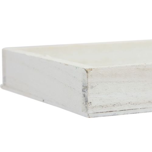 Floristik24 Medinis padėklas baltas dekoratyvinis padėklas skurdus prašmatnus medis 35×15×3cm