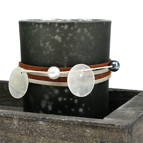 Floristik24 Medinis padėklas su 3 arbatinių žvakių stiklinėmis pilkos, sidabrinės spalvos