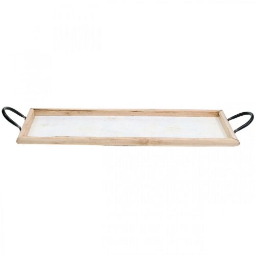Floristik24 Medinis padėklas su metalinėmis rankenomis, dubuo augalams, dekoratyvinis padėklas natural L50cm