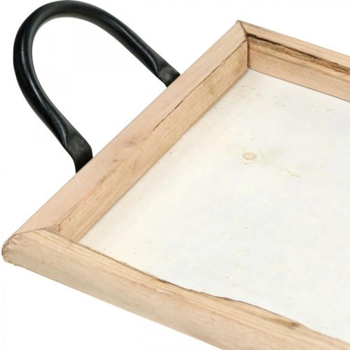 Floristik24 Medinis padėklas su metalinėmis rankenomis, dubuo augalams, dekoratyvinis padėklas natural L50cm