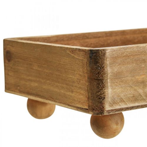 Floristik24 Medinis padėklas Stačiakampis dekoratyvinis padėklas su kojelėmis 34×14×7cm