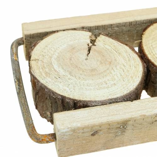 Floristik24 Dekoratyvinis padėklas su medžio griežinėliais 34cm x 12cm H3cm