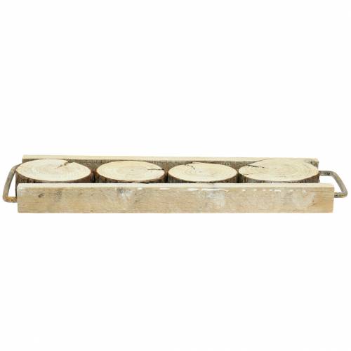 Floristik24 Dekoratyvinis padėklas su medžio griežinėliais 34cm x 12cm H3cm