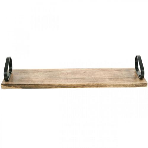 daiktų Medinis padėklas, dekoratyvinis padėklas su metalinėmis rankenomis, stalo apdaila L44cm
