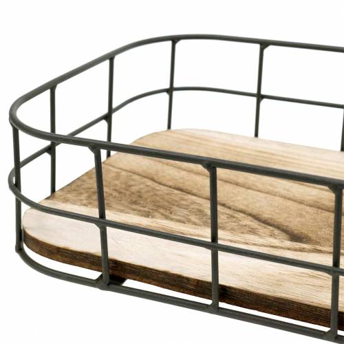 Floristik24 Medinis padėklas su metaline briauna 45cm 35×25/29×19/42×14cm rinkinys po 3