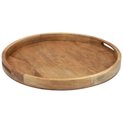 Floristik24 Medinis padėklas apvalus serviravimo padėklas natūralaus mango medžio Ø48cm H4cm