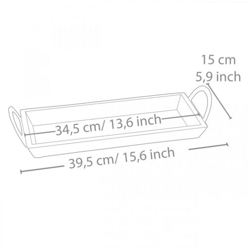 Floristik24 Mango medžio padėklas, dekoratyvinis dubuo su metalinėmis rankenomis, stalo apdaila L39,5cm