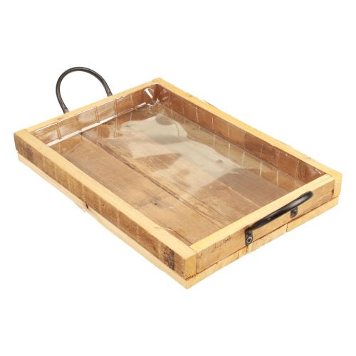 daiktų Medinis padėklas su rankenomis dekoratyvinis padėklas natūralios juodos spalvos 35×22,5cm