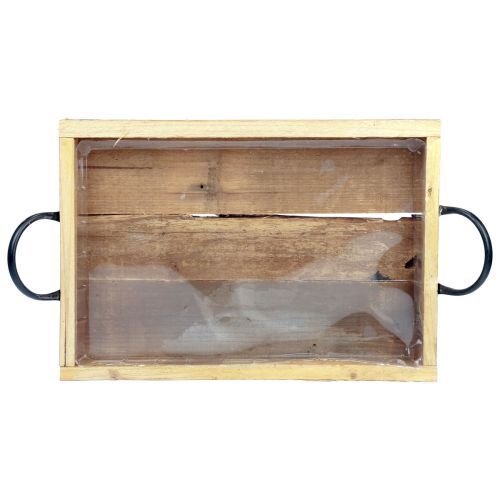 daiktų Medinis padėklas su rankenomis dekoratyvinis padėklas natūralios juodos spalvos 40×27,5×5cm