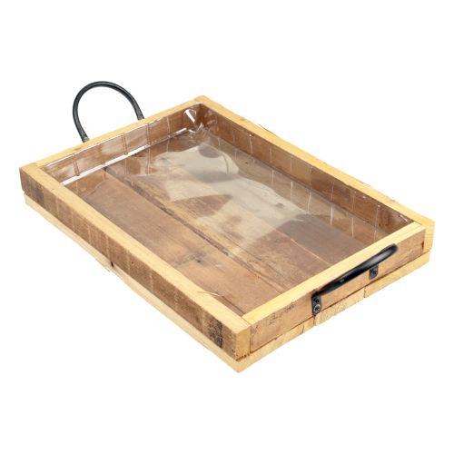 daiktų Medinis padėklas su rankenomis dekoratyvinis padėklas natūralios juodos spalvos 40×27,5×5cm