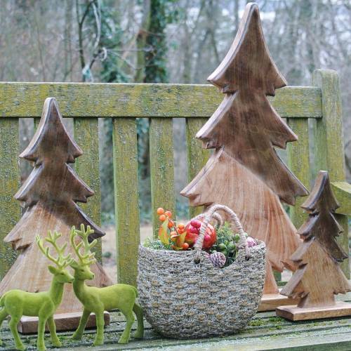 Floristik24 Medžio eglės glazūruota natūrali, balta mango mediena H29cm