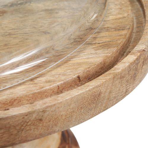 daiktų Medinė lėkštė su stikliniu kupolu dekoratyviniu sūrio kupolu Ø27cm H31cm