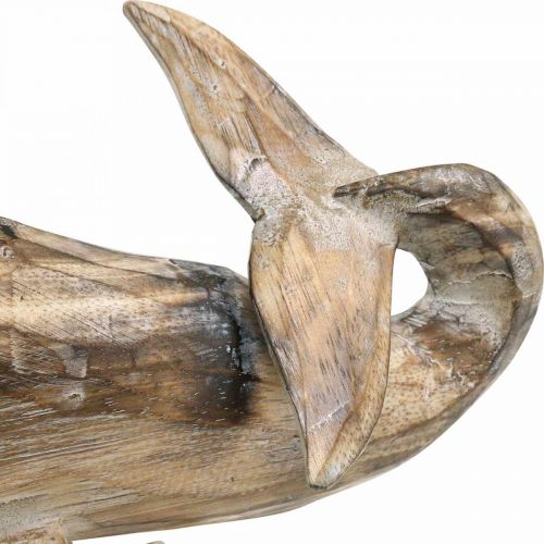 Floristik24 Whale Deco Wood Medinis banginis Jūrinis dekoras Tiko gamta 29cm