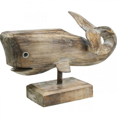 Floristik24 Whale Deco Wood Medinis banginis Jūrinis dekoras Tiko gamta 29cm