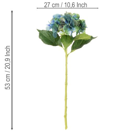Dirbtinė hortenzija, melsvai žalia, dekoratyvinis vienastiebis, 53 cm | Floristik24.lt