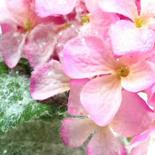 daiktų Rožinė hortenzija su sniego efektu 25cm