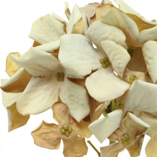 daiktų Hortenzija dirbtinė gėlė ruda, balta rudens puošmena šilkinė gėlė H32cm