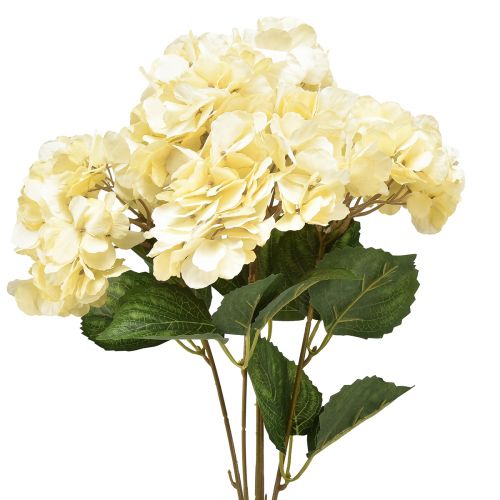 Hortenzijų puokštė dirbtinių gėlių geltona 5 žiedai 48cm