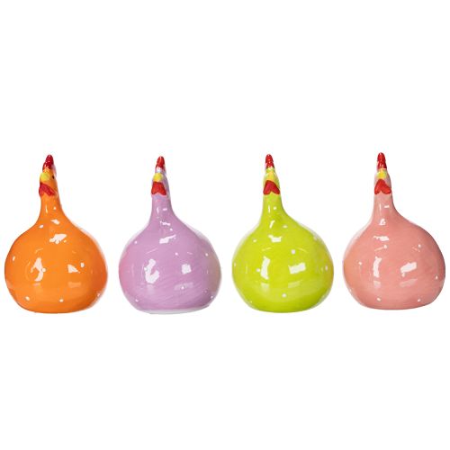 daiktų Keraminė vištos figūrėlė spalvingoms Velykų dekoracijoms svetainėje ir ant stalų, 10,5 cm, 4 dalys