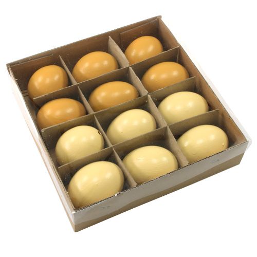 Floristik24 Vištienos kiaušiniai 6cm mix geltona 10vnt
