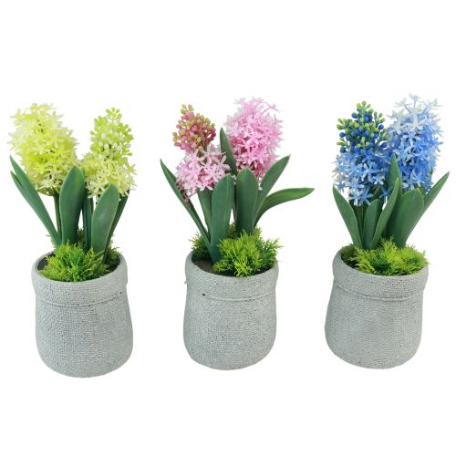 daiktų Dirbtinis hiacintas vazonėlyje geltona rožinė mėlyna H23cm 3vnt