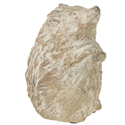 Ežio rudens dekoracijos figūrėlė, lieto akmens, baltai nuskalbta, aukštis 14,5 cm