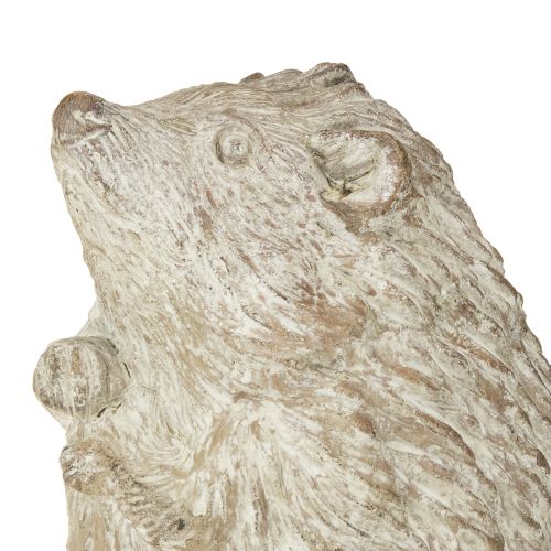 Floristik24 Ežio rudens dekoracijos figūrėlė, lieto akmens, baltai nuskalbta, aukštis 14,5 cm