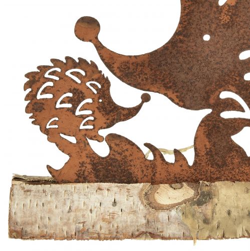 Floristik24 Ežiuko šeimos rūdžių dekoracija rudens patina 38x4,5x13,5cm