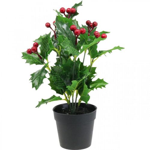 Floristik24 Holly vazone dirbtiniai augalai Ilex dirbtinis 26cm