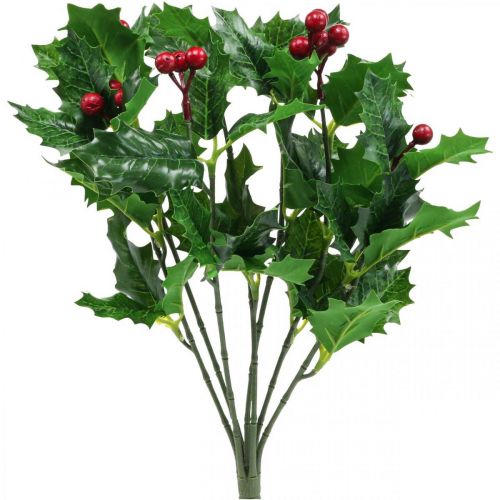 Floristik24 Kalėdų šakelė holly Ilex dirbtinės uogos 37cm