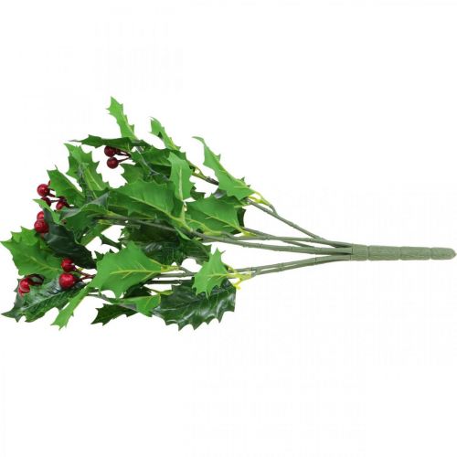 Floristik24 Kalėdų šakelė holly Ilex dirbtinės uogos 37cm